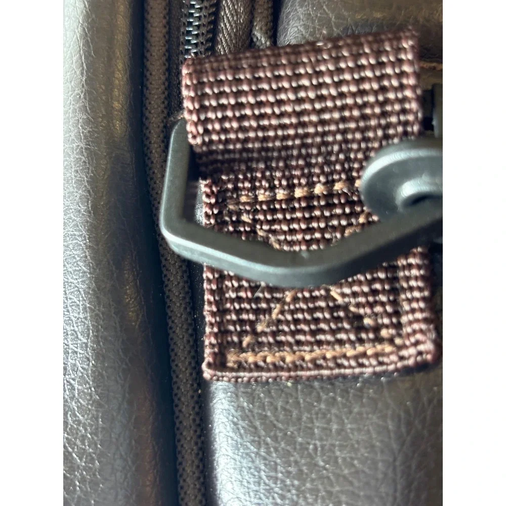 Picnic Plus Brown Faux Leather Insulated Wine Bottle Carrier Sling Bag Travel